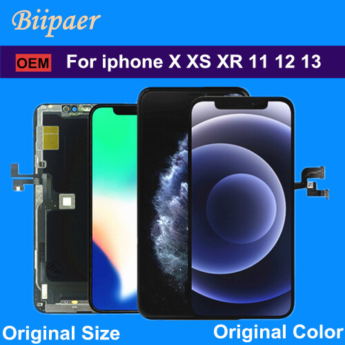 (6 Black OEM) OEM Quality Pantalla Soft OLED LCD Display For iPhone X XS XR 11 Pro 13 LCD Touch Screen Digitizer For iPhone 11 XSMax 12 Mini