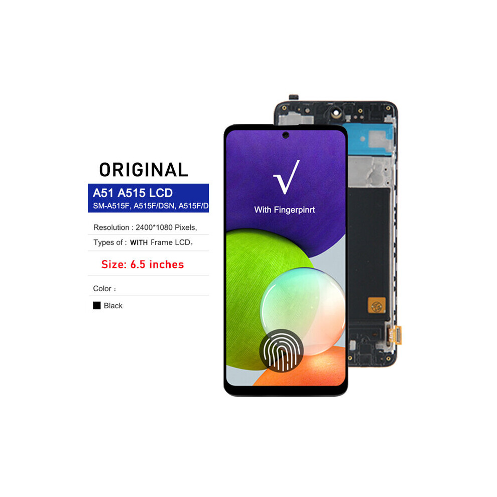 (Original With Frame) Original Display For Samsung A51 Lcd Touch Screen Digitizer Assembly Super Amoled For Samsung A51 Sm-A515 Sm-A515f Lcd Display 6242911686711