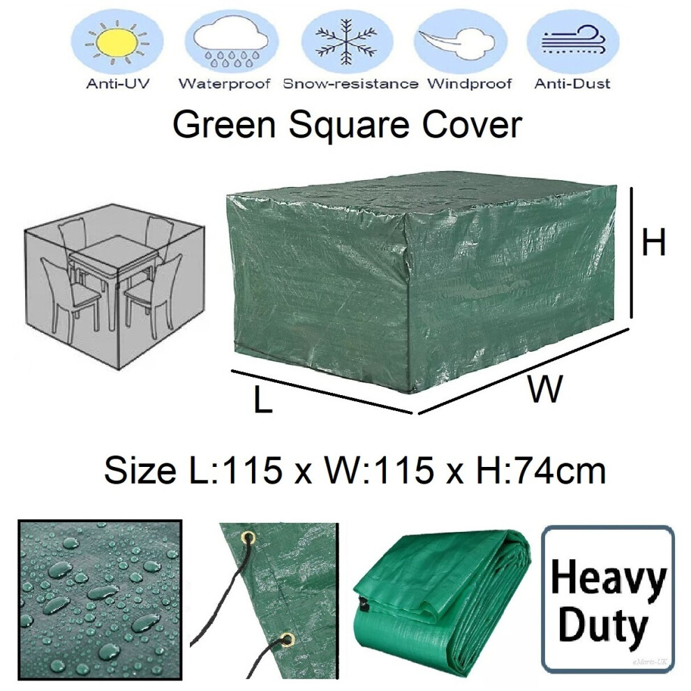(Squr: 115 x 115 x H74cm) Waterproof Outdoor Garden Patio PE Furniture Cover