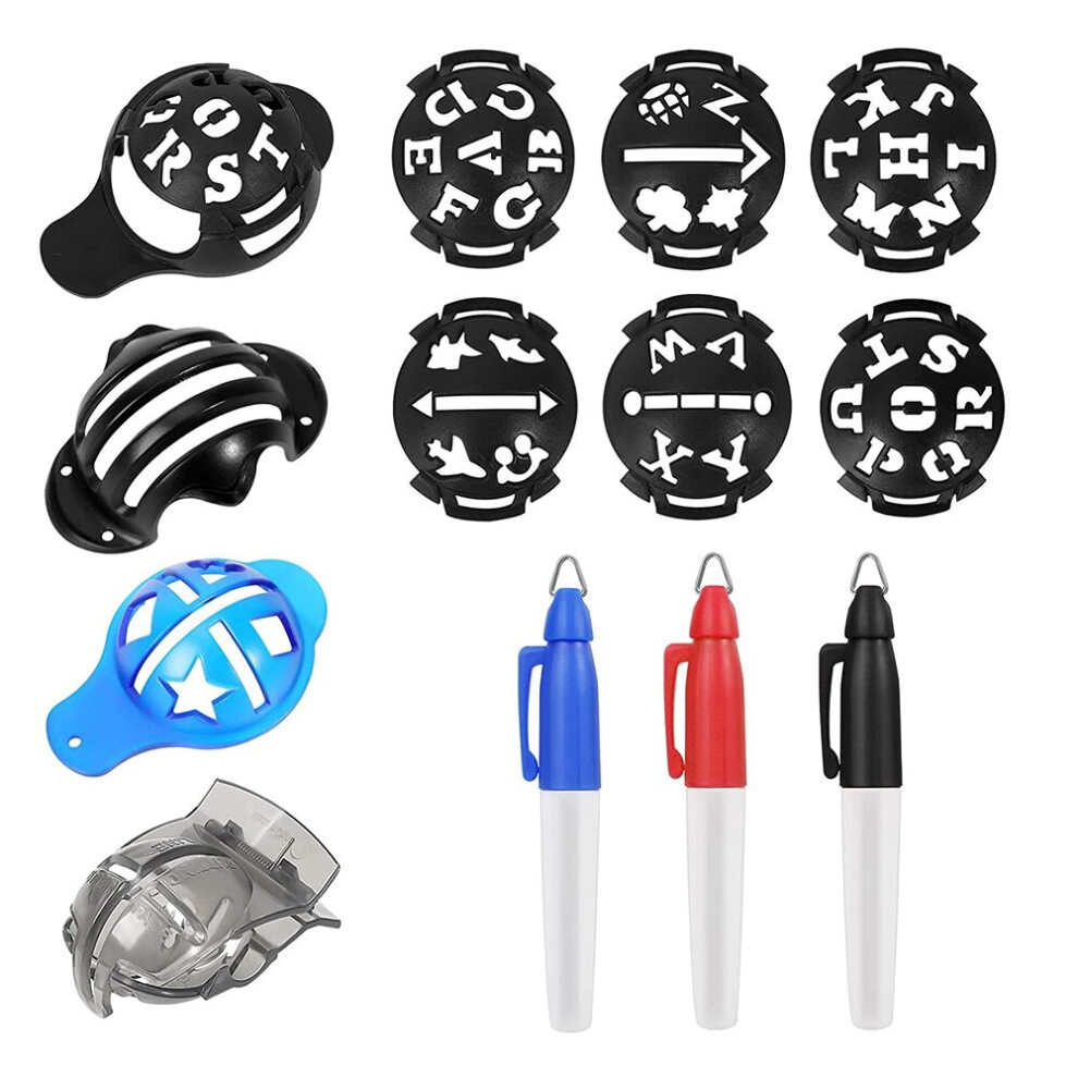 Photos - Golf  Ball Marker,Color Line Markers , Triple Track Plastic  Ball Marking Alignment Tool Kit,Black