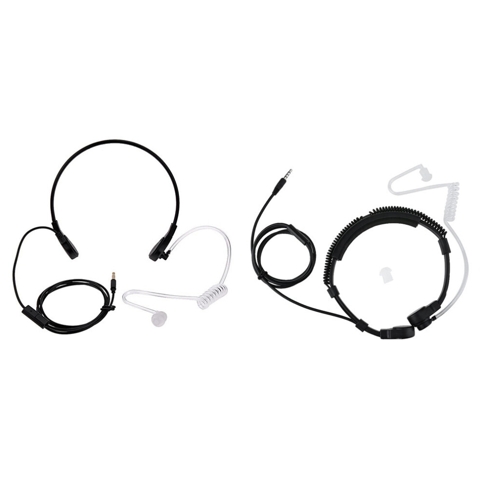 2 Pcs 3.5mm Throat Mic Microphone Covert Acoustic Tube Earpiece Headset, White & White-Black