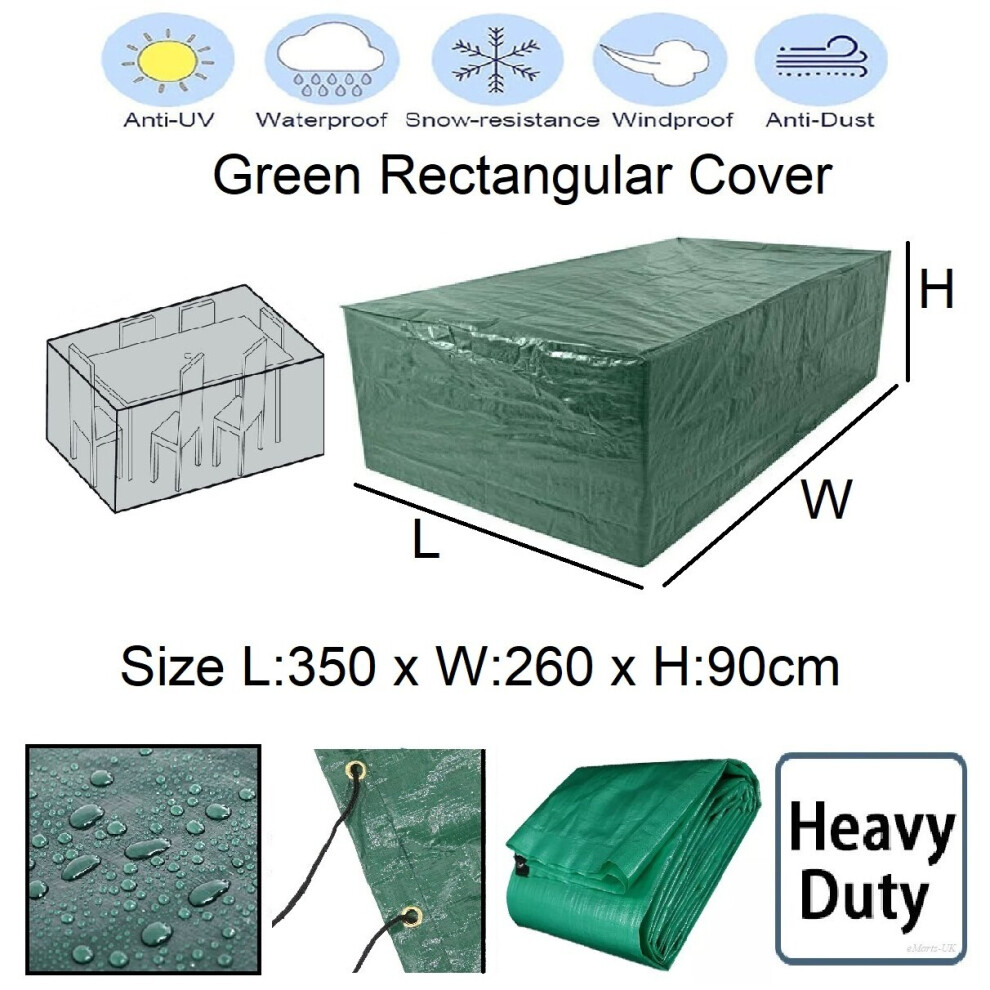 (Rect: 350 x 260 x H90cm) Waterproof Outdoor Garden Patio PE Furniture Cover