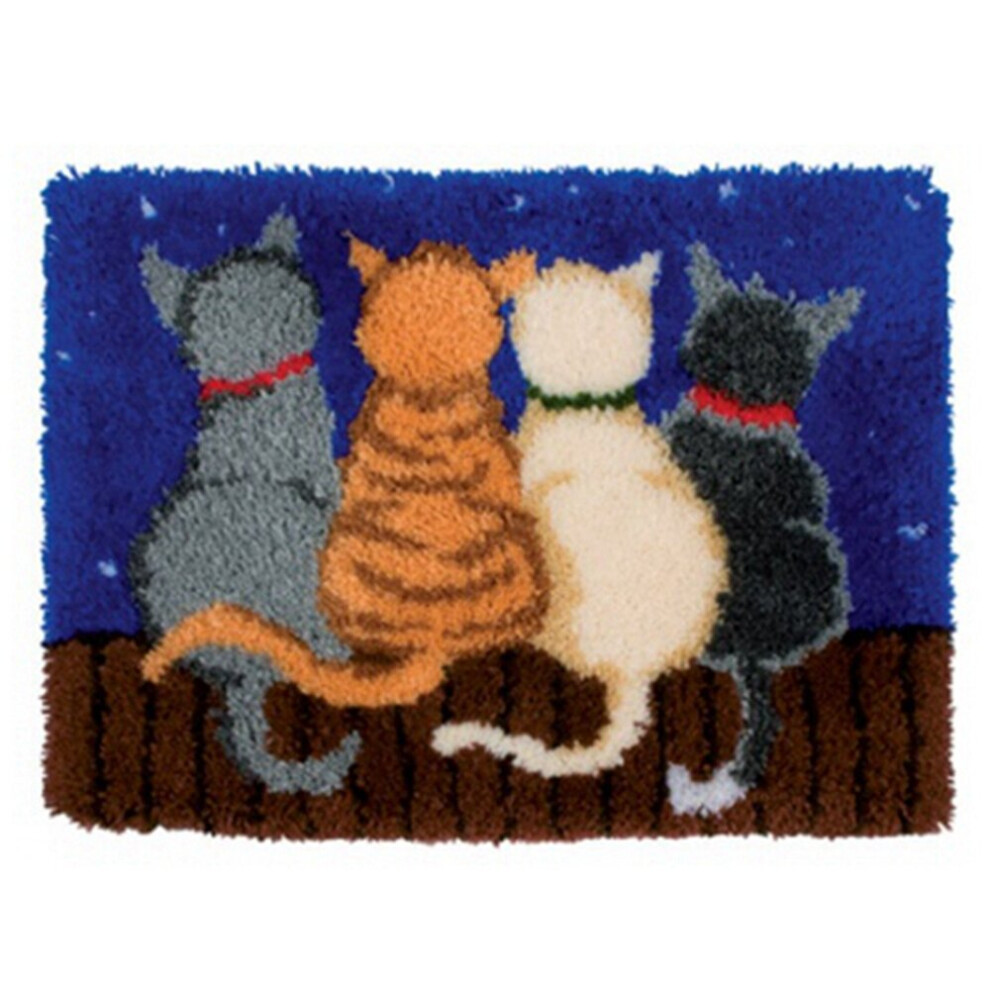 Latch Hook Rug Kits Crocheting Carpet Rug Cats Yarn Pre- Canvas Cushion Mat Crochet Tapestry Sofa Decor