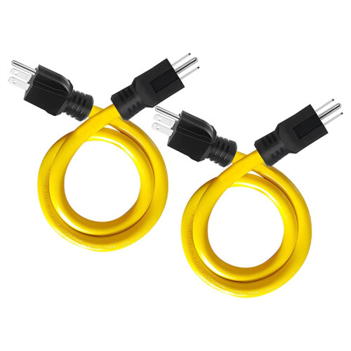 2Ft 3 Plug to Plug Double Male Extension Cord,12AWG 125V NEMA 515P to