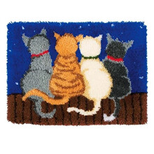 Latch Hook Kits Rug Making Crafts with Colorful Pattern Printed, Unfinished Handmade Crochet Yarn for Kids Adults Beginner, 52 * 38cm, Cat