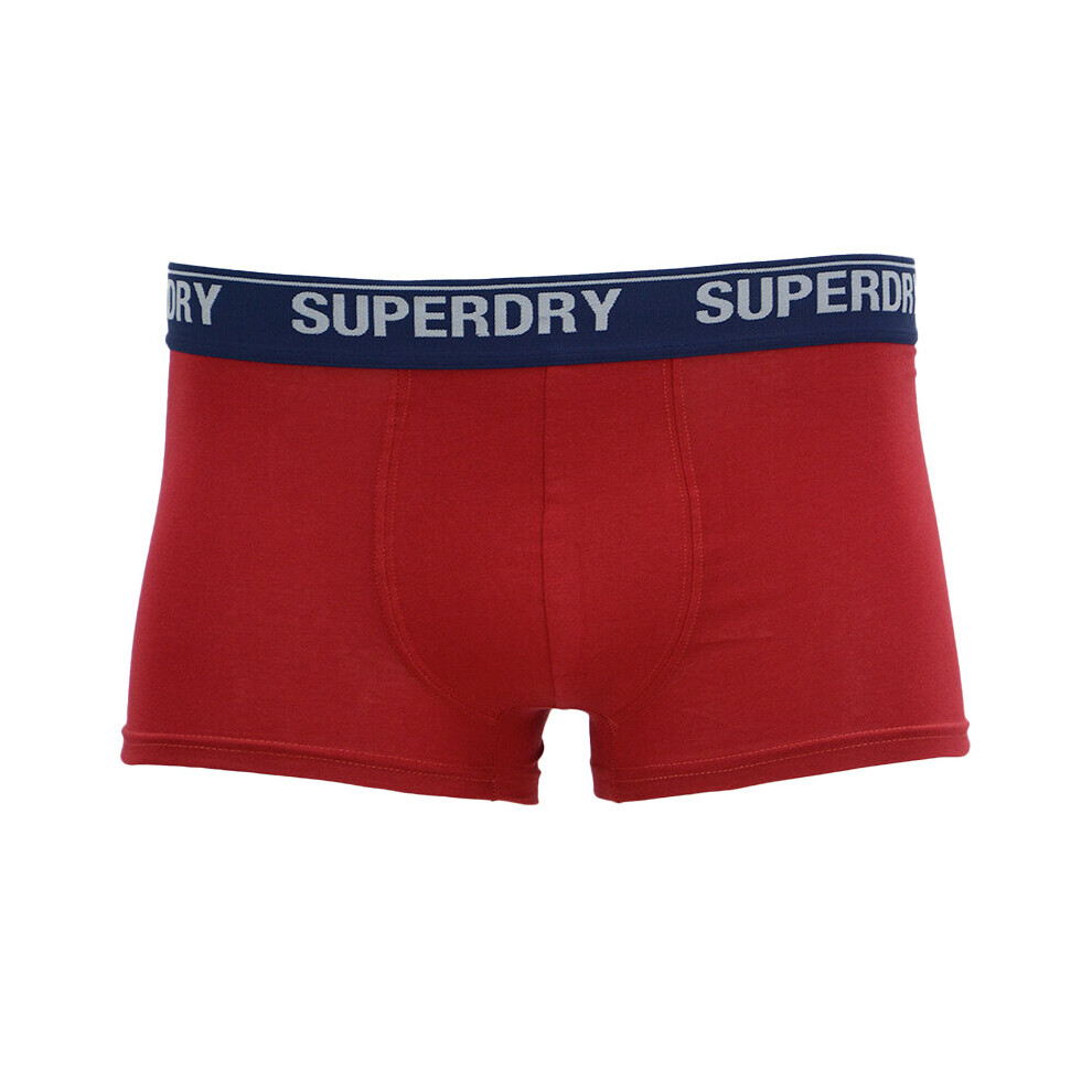 (Red, S) SUPERDRY Mens Boxer Trunks Single Pack Orange Red