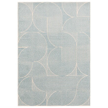 (Small 80x150cm) Muse MU02 Geometric Stripe Woven Rugs in Blue Cream