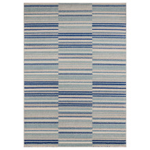 (Small 80x150cm) Muse MU05 Geometric Striped Woven Rugs in Blue Multi