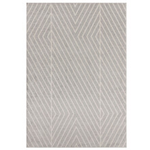 (Small 80x150cm) Muse MU09 Geometric Striped Woven Rug in Black Cream