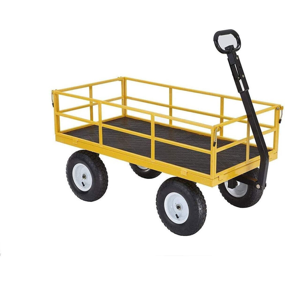 Gorilla Carts Heavy-Duty Steel Utility Cart with Removable Sides and 13" Tires with 1200 lb Capacity, Yellow