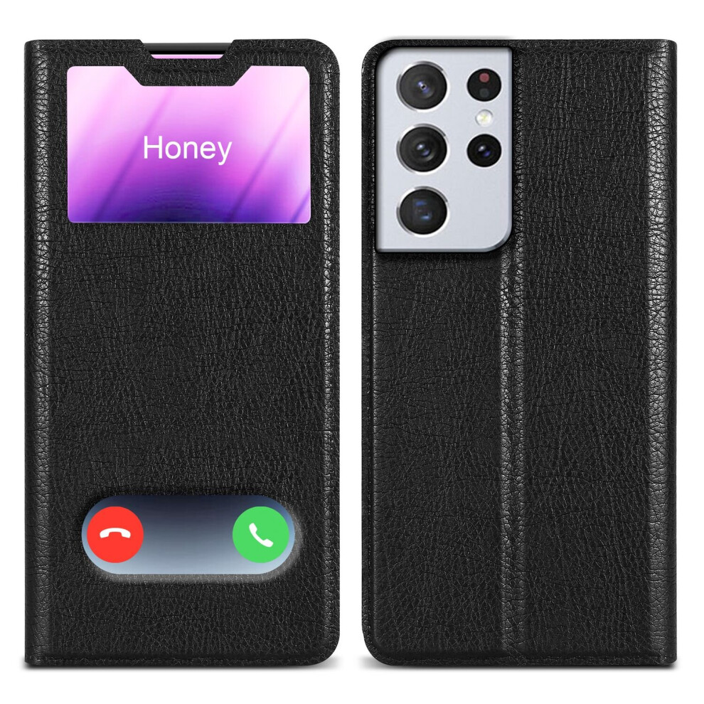 Cadorabo Case For Samsung Galaxy S21 Ultra Cover Book Wallet Protection Pu Leather Flip Magnetic Smart View Etui Black
