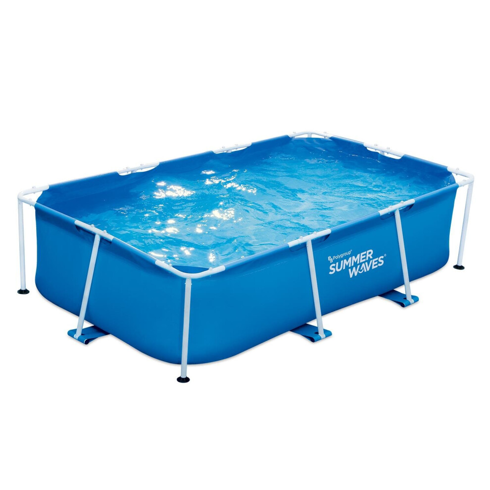 Summer Waves 8.5 Feet Rectangular Small Frame Above Ground Swimming Pool - Blue