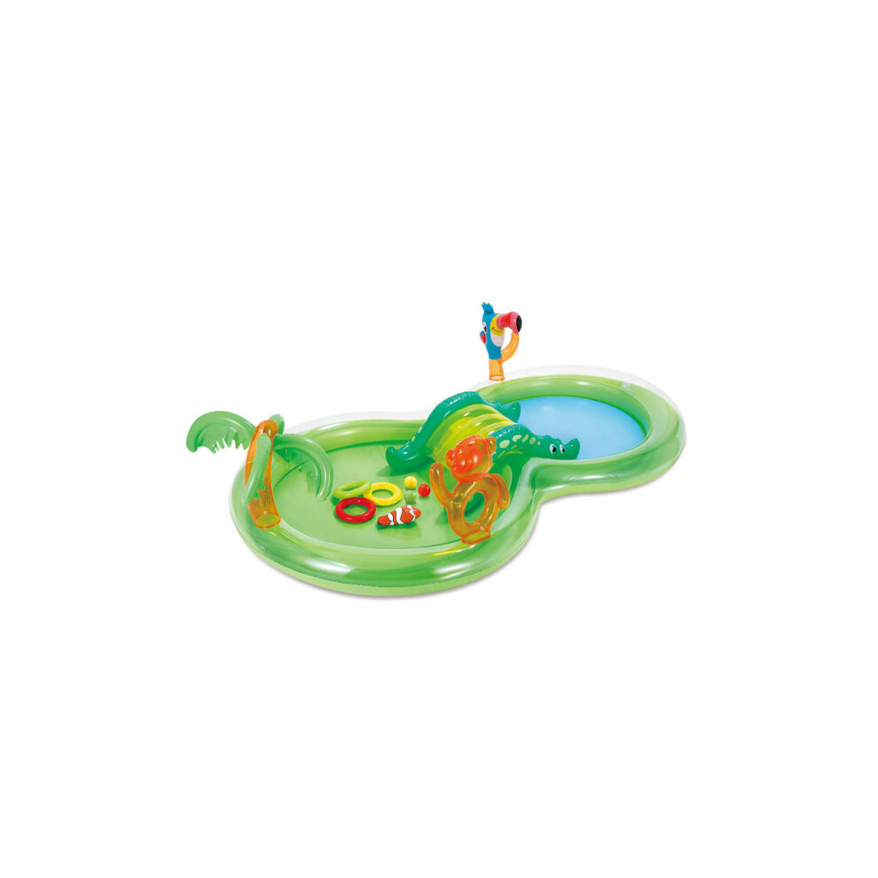 Summer Waves Jungle Play Center Inflatable Splash Pool W/ Sprayer and Toss Rings