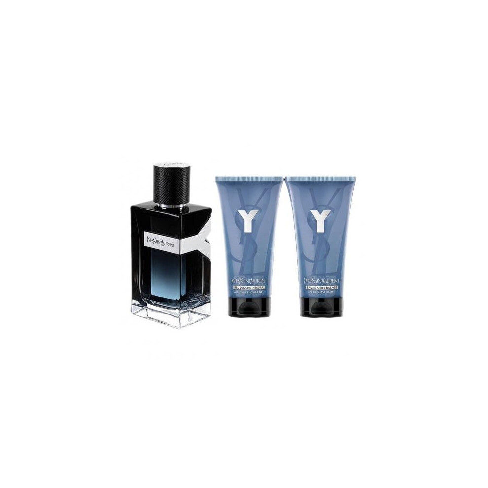 "Y" By Ysl 3 Pcs Set For Men: 3.3 Eau De Parfum Spray + 1.6 All-Over Shower Gel + 1.6 Aftershave Balm (Hard Box)