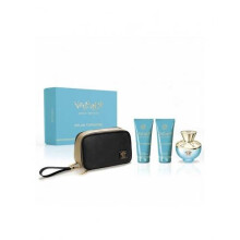 Versace Dylan Turquoise 4 Pcs Set: 3.4 Eau De Toilette Spray + 3.4 Body Gel + 3.4 Shower Gel + Travel Bag