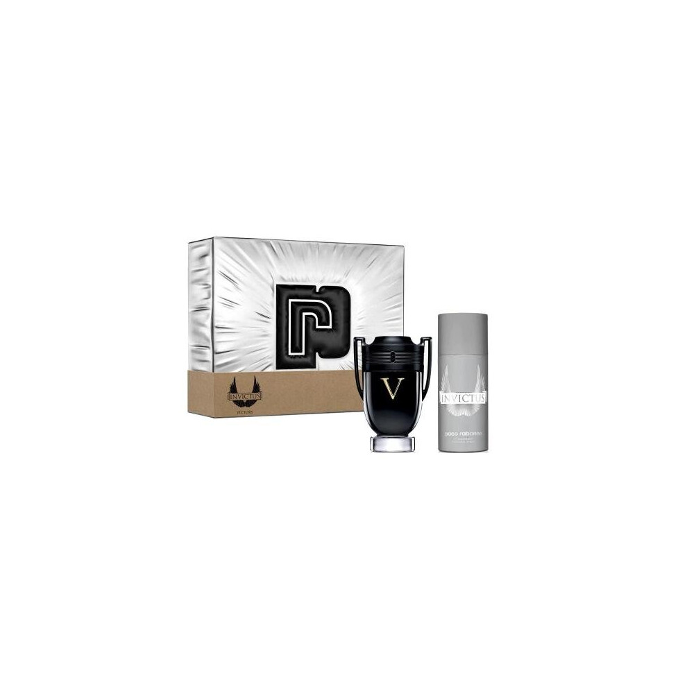 Paco Rabanne Invictus Victory 2 Pc Set: 3.4 Eau De Toilette Spray + 5 Oz Deodorant Spray (Tin)