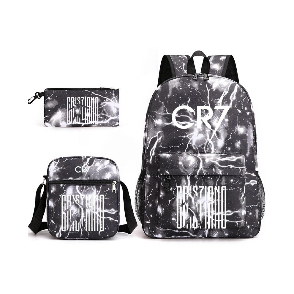 (CR7 Lightning Black) Football star CR7 Ronaldo shoulder bag student school bag travel bag