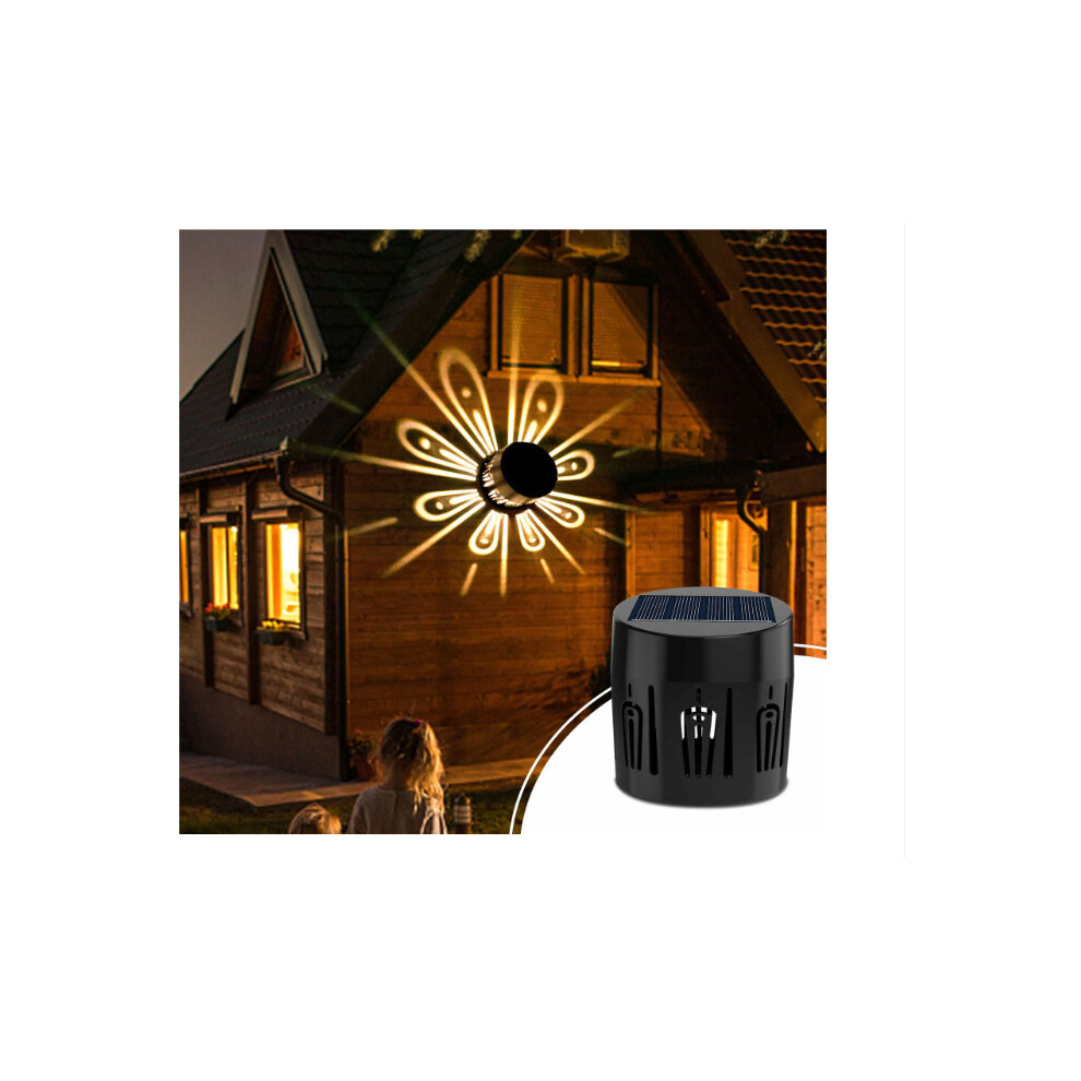 (Multicolor) Solar 360 Degree Light Shadow Wall Lamp Shell Hollow Compact Wall Lamp Garden Exterior Ambient Decoration Landscape Wall Lighting Fixture