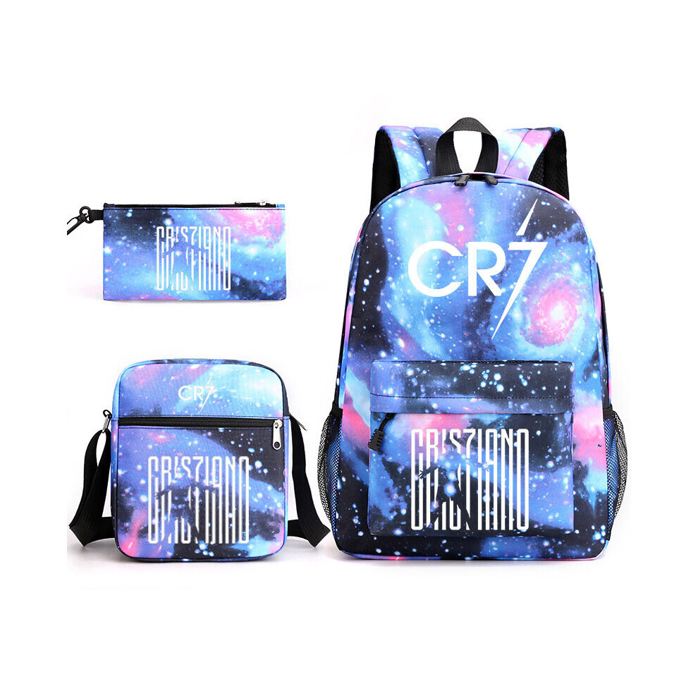 (CR7 Star Blue) Football star CR7 Ronaldo shoulder bag student school bag travel bag