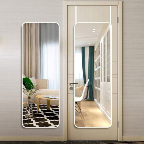 Living And Home (White) Full Length Mirror with Rounded Corners Door Hanging Hooks 2