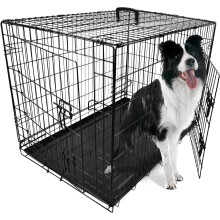 (Large size Dog Create 91x57x64 cm) Foldable  Dog Crate  Dog Cage  Puppy Crates Non-Chew Metal with  Removable Tray Folding 2 Door Crate