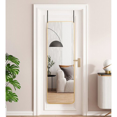 Living And Home (Gold) Full Length Mirror with Rounded Corners Door Hanging Hooks 1