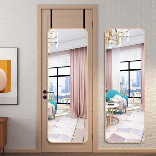 Living And Home (Gold) Full Length Mirror with Rounded Corners Door Hanging Hooks 2