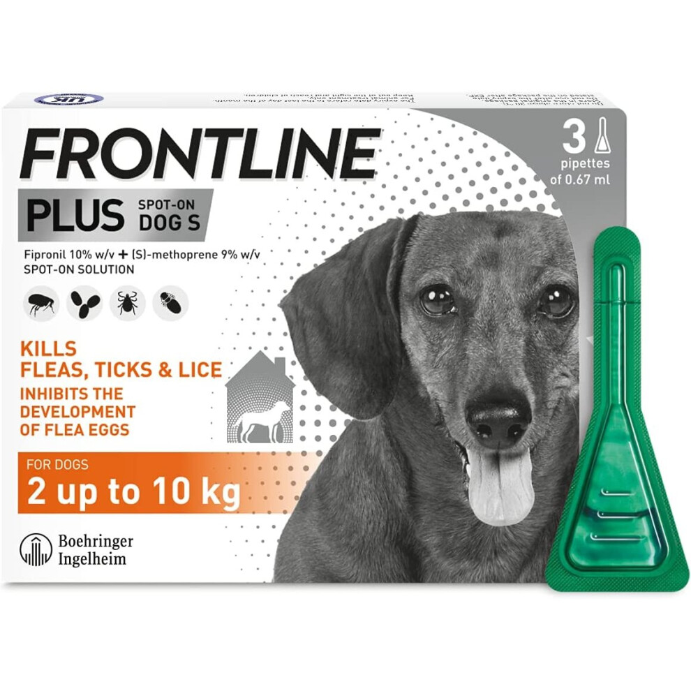 FRONTLINE Plus Flea & Tick Treatment for Small Dogs (2-10 kg) - 3 Pipettes