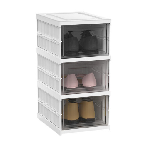 Living And Home (3PCS) Stackable Foldable Shoe Storage Box Organiser 2