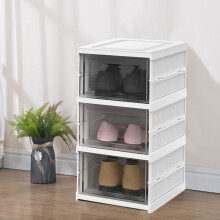 (3PCS) Stackable Foldable Shoe Storage Box Organiser