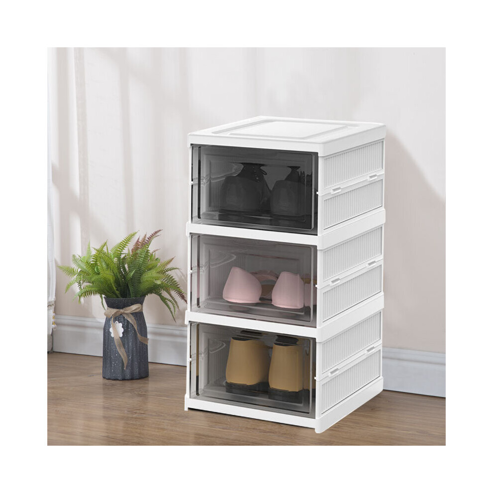 (3PCS) Stackable Foldable Shoe Storage Box Organiser-image-OPC-PBYVYZW-NEW