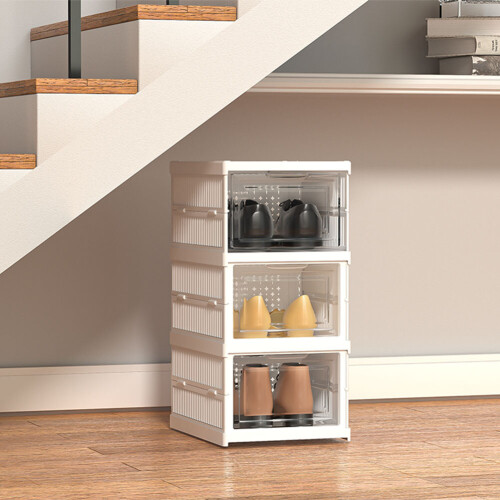 Living And Home (3PCS) Stackable Foldable Shoe Storage Box Organiser 1