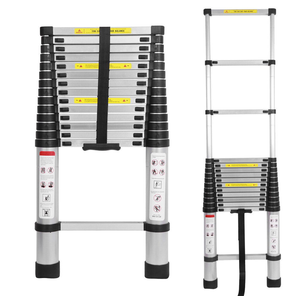 Telescoping Ladde 4.4M  Aluminum Extension Ladder 330lbs Max Capacity Collapsible Ladder Multi-Purpose Ladder Attic Ladder RV Ladder