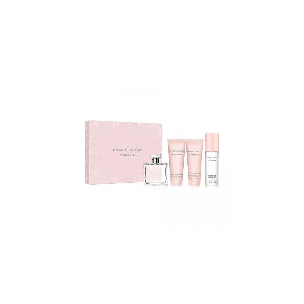 Romance 4 Pcs Set: 3.4 Eau De Parfum Spray + 2.5 Body Lotion + 2.5 Shower Gel + 5.1 Body Mist (Hard Box)