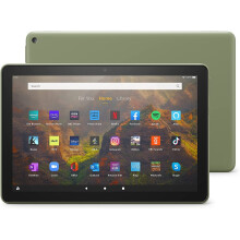 Fire HD 10 Tablet, 10.1" Full HD, 32 GB, Olive with Ads — Alexa Built-in, Octa-core, Up to 12h Battery, microSD Expandable
