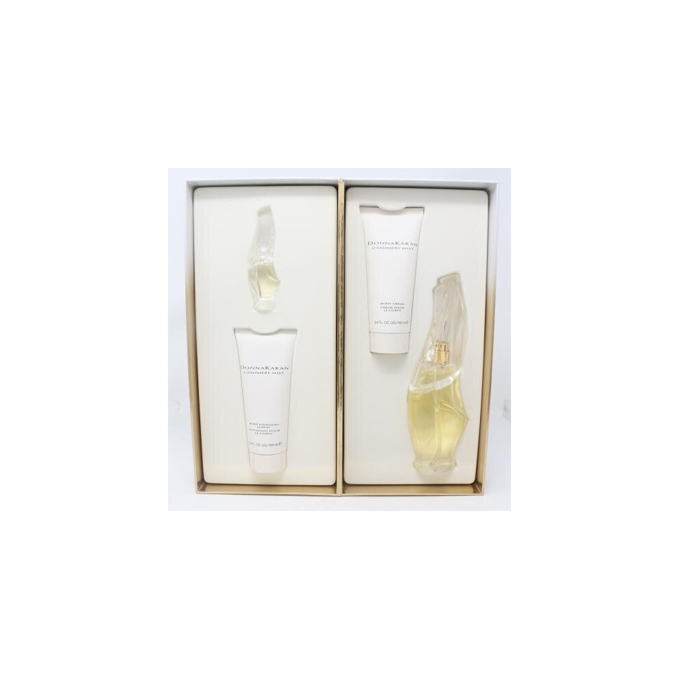 Donna Karan Cashmere Mist 4 Pcs Set: 3.4 Eau De Parfum Spray + 0.17 Eau De Parfum + 3.4 Body Creme + 3.4 Body Cleansing Lotion (Hard Box)