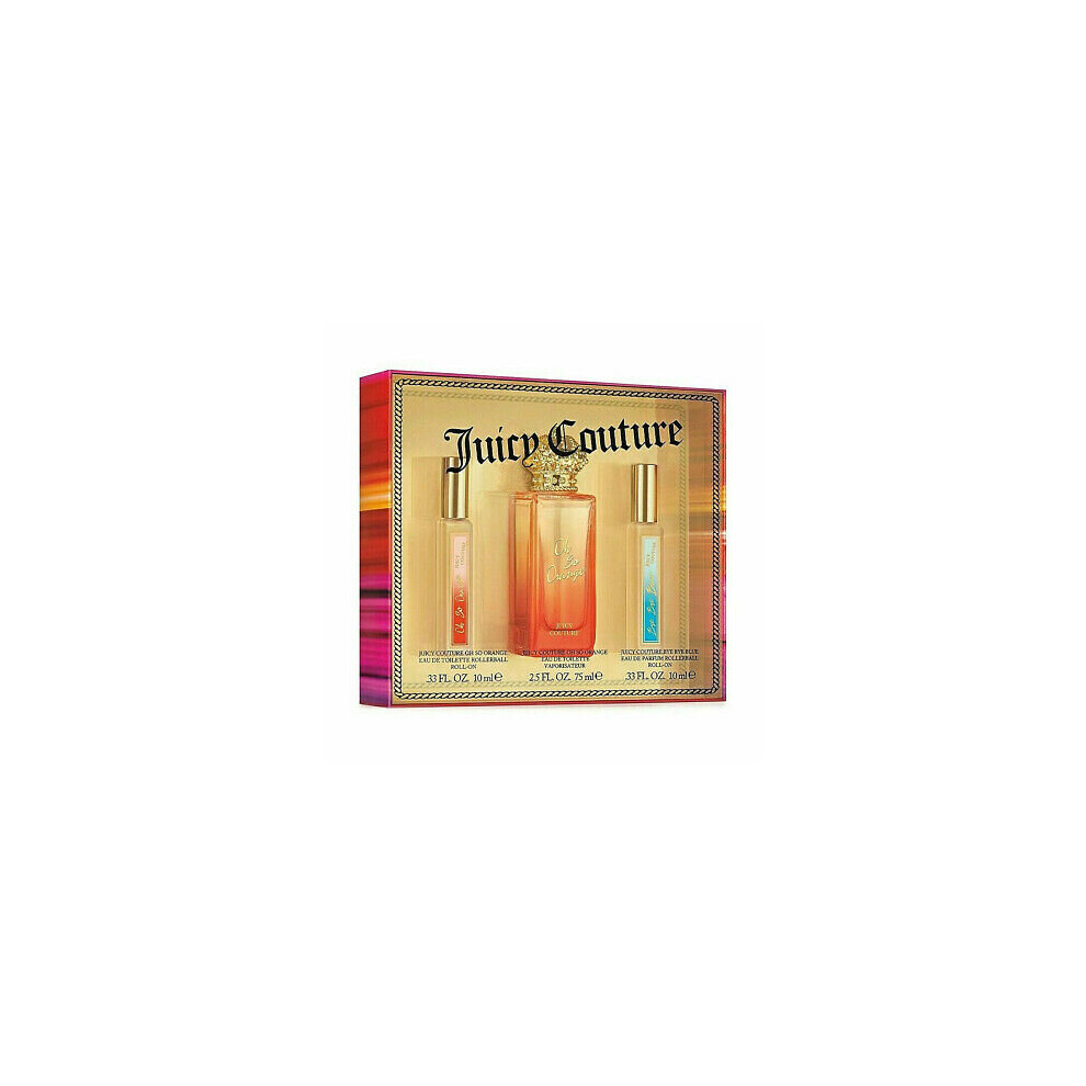 Juicy Couture Oh So Orange 3 Pcs Set: 2.5 Eau De Toilette Spray + 0.33 Eau De Toilette Spray + Bye Bye Blue 0.33 Eau De Toilette Spray (Window Box)