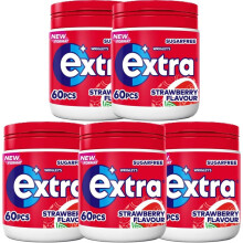 5 x 60 piece Tub Strawberry Flavour Chewing Gum Sugar Free Dental Oral