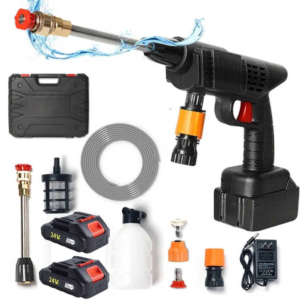 Portable Cordless Car High Pressure Washer Jet Water Wash Cleaner Gun 2 Battery