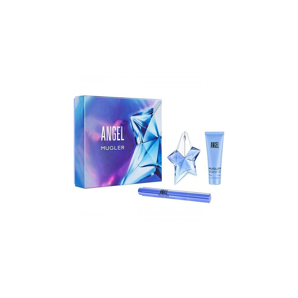 Angel 3 Pcs Set For Women: 0.85 Oz Eau De Parfum Spray + 1.7 Body Lotion + 0.6 Perfuming Brush