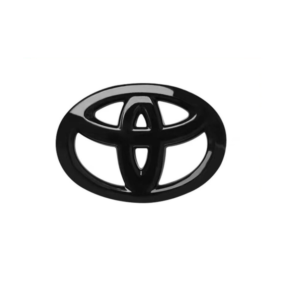 (Glossy Black, 12cm*8.5cm) Toyota Steering Wheel Front Rear Logo Emblem