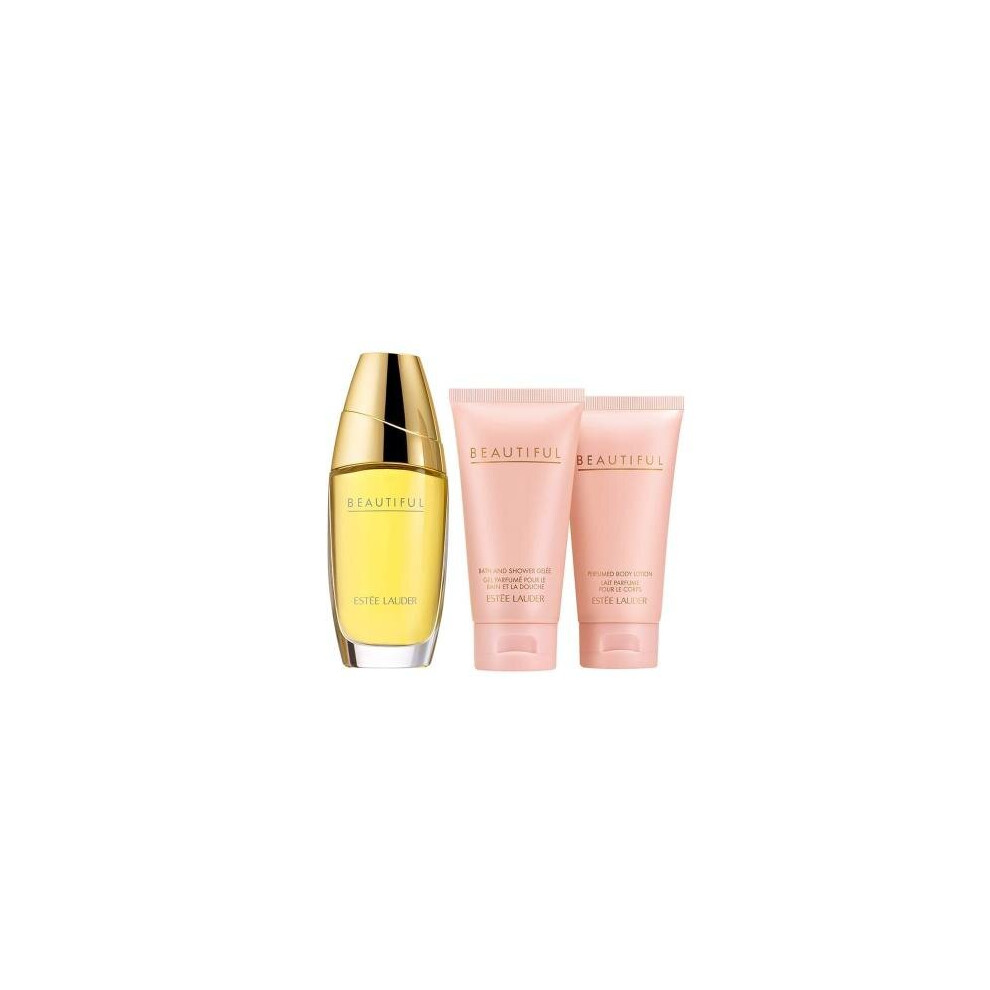 Beautiful 3 Pcs Set: 2.5 Eau De Parfum Spray + 2.5 Perfumed Body Lotion + 2.5 Bath And Shower Gel (Travel Set)