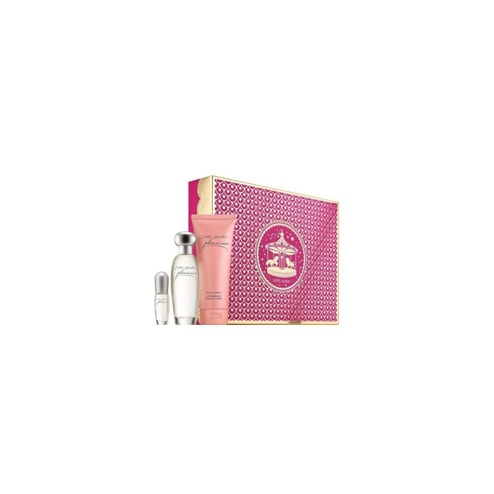 Pleasures 3 Pcs Set For Women: 1.7 Eau De Parfum Spray + 3.4 Body Lotion + 0.14 Oz Eau De Parfum Spray (Hard Box)