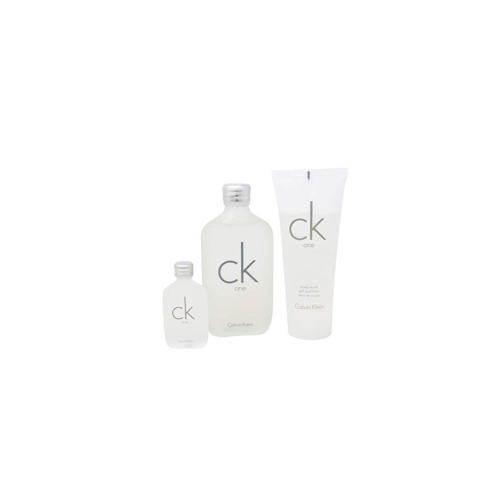 Ck One 3 Pcs Set: 3.4 Eau De Toilette Spray + 0.5 Oz Eau De Toilette + 3.4 Body Wash (Hard Box)