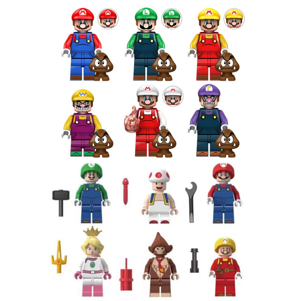 Photos - Construction Toy  14Super Mario Luigi Peach Princess Mushroom Mini Figures Building Blocks Characters Fits Lego Kids Best Gift(Style F 12pcs)