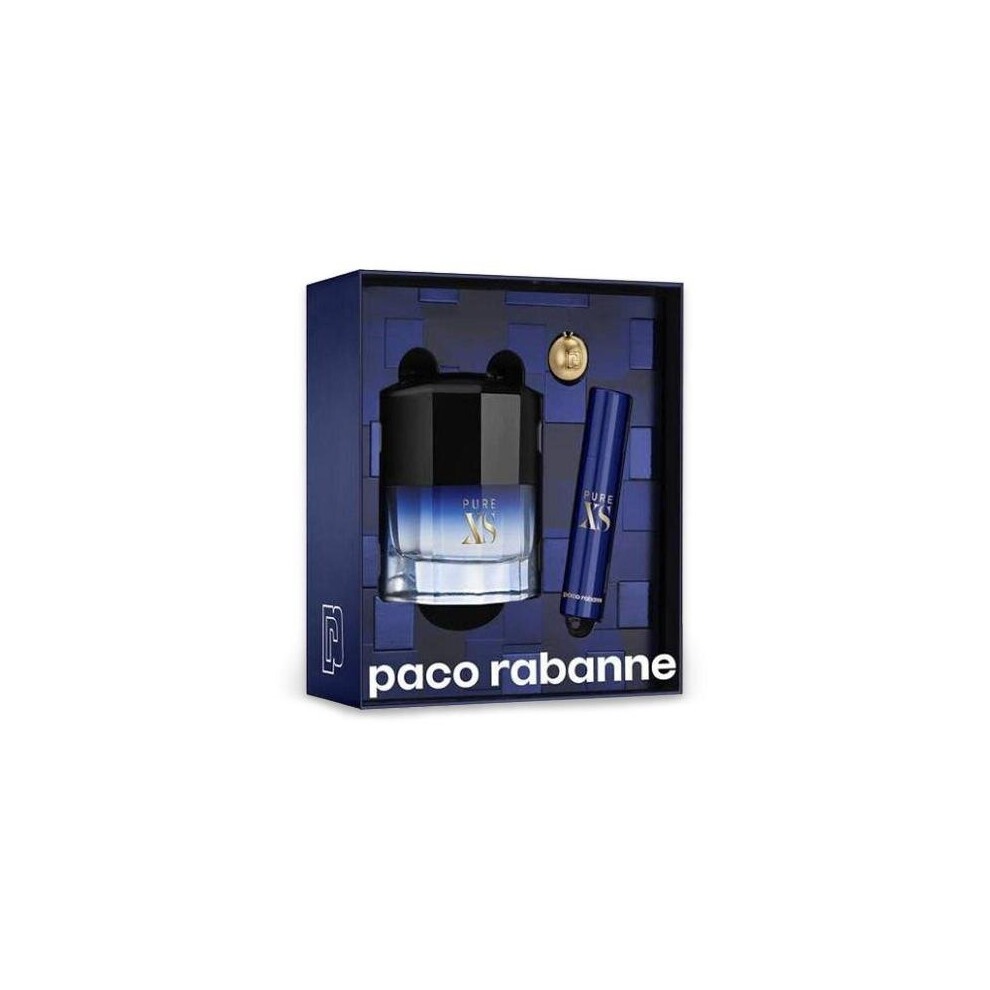 Paco Pure Xs 3 Pcs Set For Men: 1.7 Eau De Toilette Spray + 0.33 Oz Eau De Toilette Spray + Key Ring