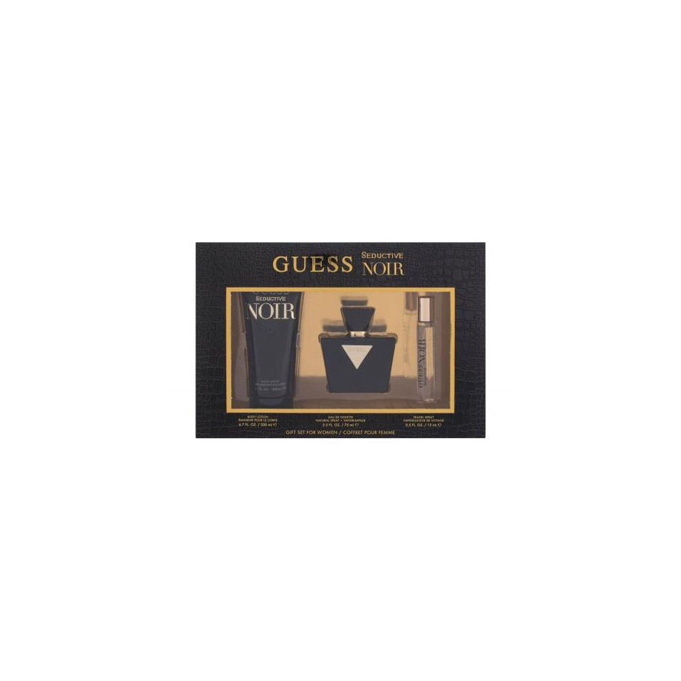 Guess Seductive Noir 3 Pcs Set For Women: 2.5 Eau De Toilette Spray + 6.7 Body Lotion + 0.5 Eau De Toilette Spray (Window Box)