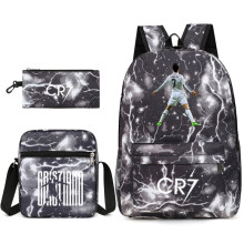 (Lightning Black 1) CR7 Backpack Football Star Ronaldo Shoulder Bag Student School Bag
