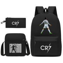 (Black 1) CR7 Backpack Football Star Ronaldo Shoulder Bag Student School Bag
