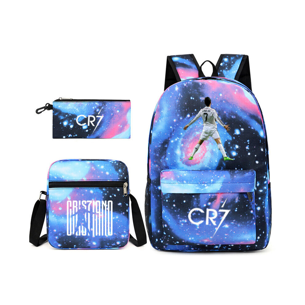 (Starry Blue 1) Football star CR7 backpack Ronaldo shoulder bag student school bag